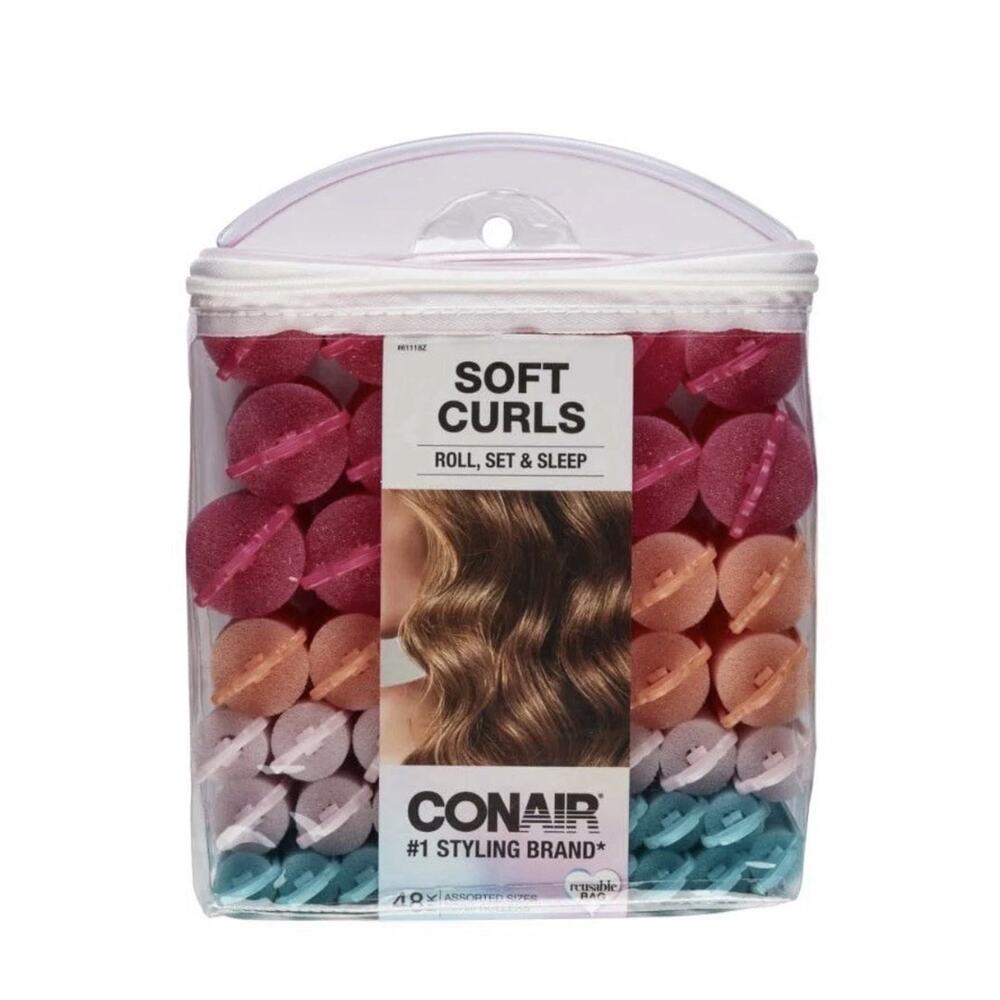 Conair Foam Hair Rollers Set of 48 Soft Bouncy Curls for Sleep Neon Curlers